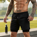 Kit 3 Shorts 2 em 1 Iron Bull Dry Masculino Corrida e Academia com Forro de Compressão