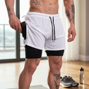 Kit 3 Shorts 2 em 1 Iron Bull Dry Masculino Corrida e Academia com Forro de Compressão